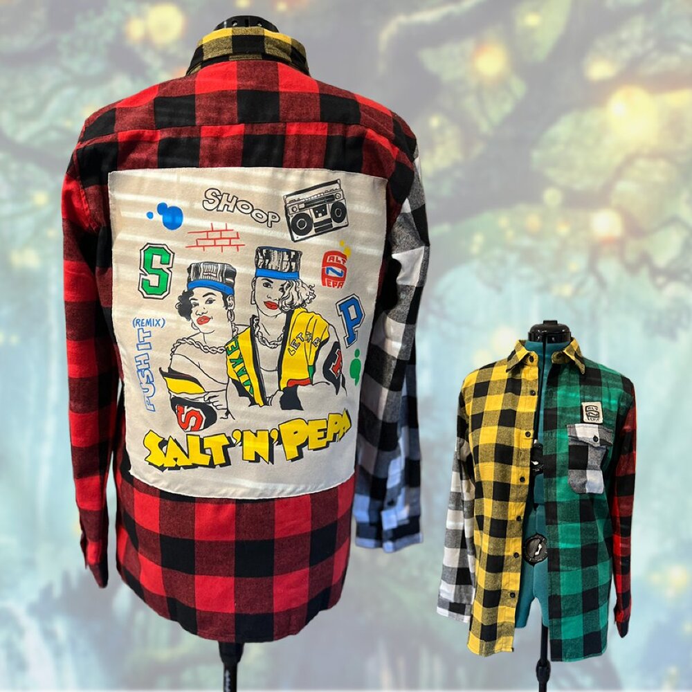Salt-N-Pepa Upcycled Flannel | Oversized Women’s Streetwear | OOAK
